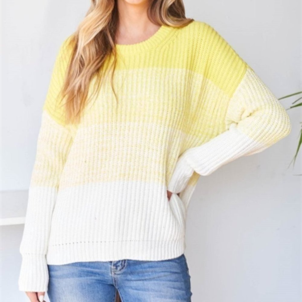 DON'T OVERTHINK IT SWEATER Top - YELLOW OMBRE - Picture 5 of 12